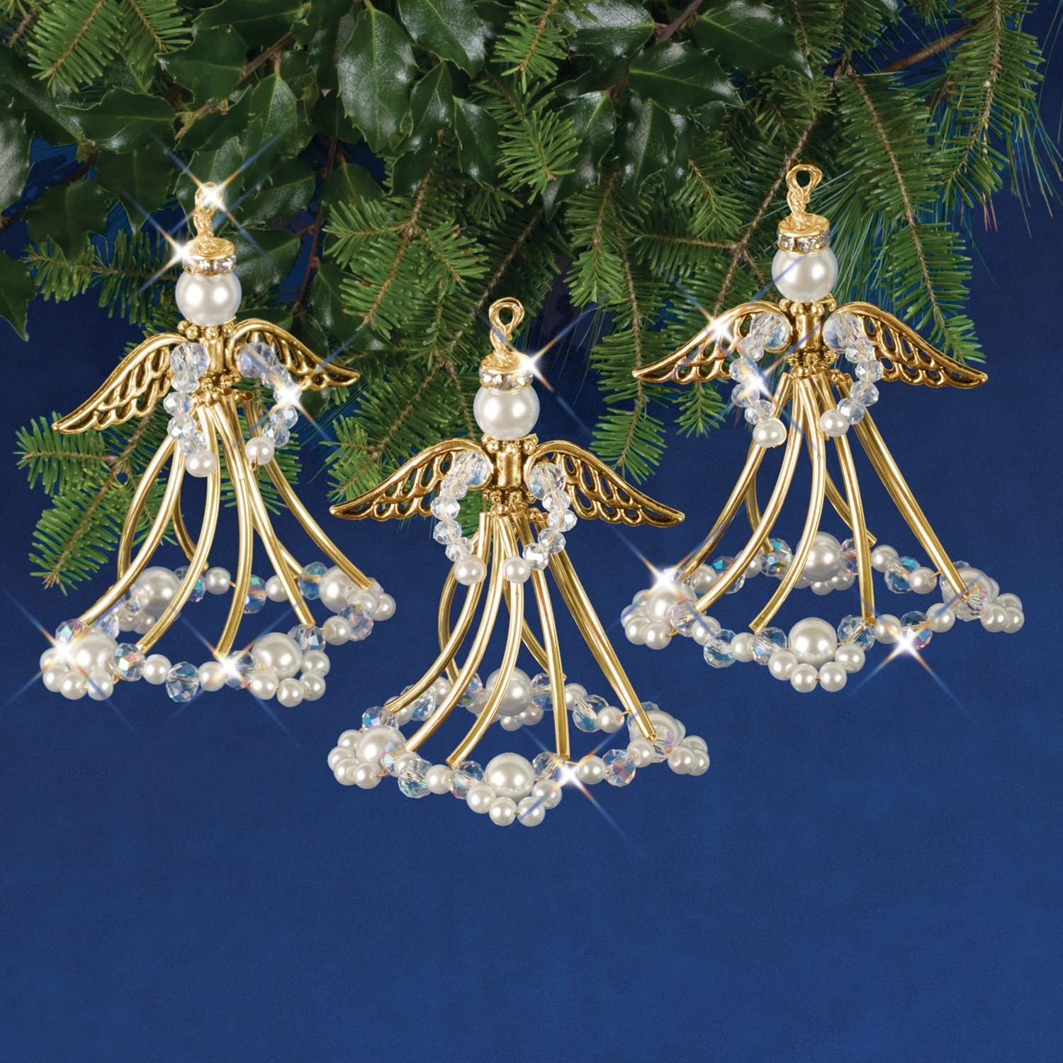 Solid Oak Christmas Ornament Kit - Golden Angels, Gold - Image 2