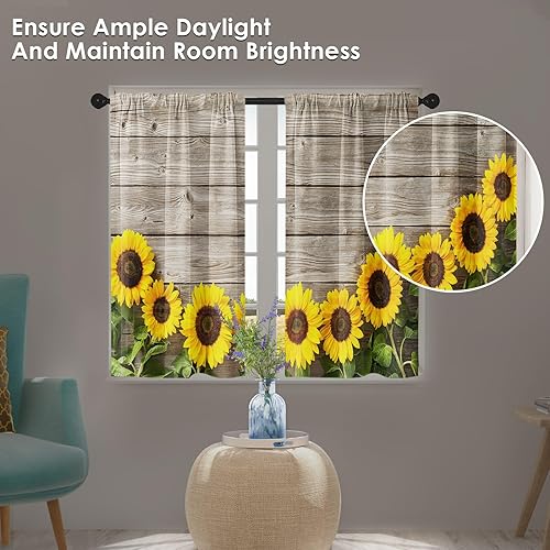 Vista 93 de Cortinas geométricas de cocina negras y grises de 63 pulgadas de largo, juego de 2, cortinas grises y blancas para dormitorio, sala de estar, Gris