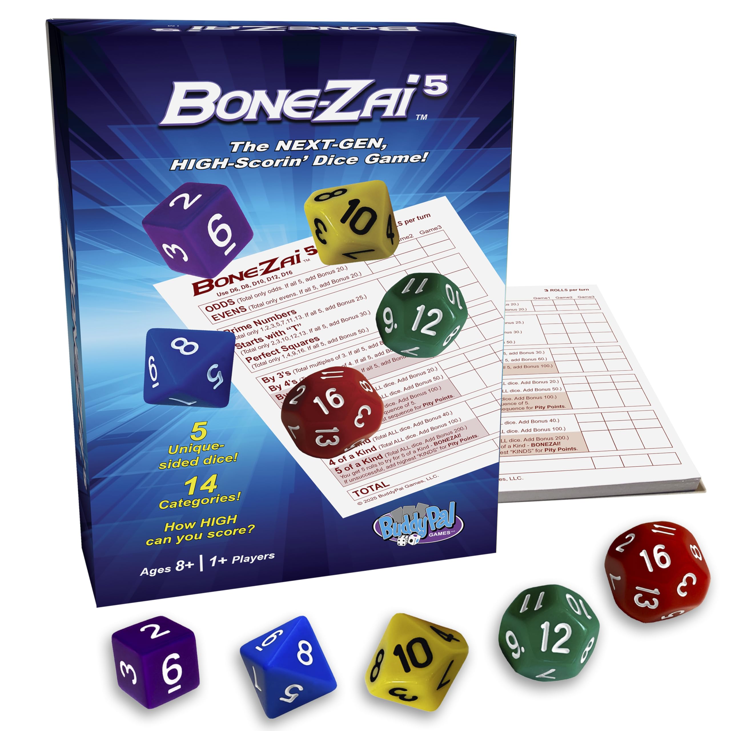 Amazon.com: Buddypalgames Bone-Zai5 High-Scoring Family Dice Game