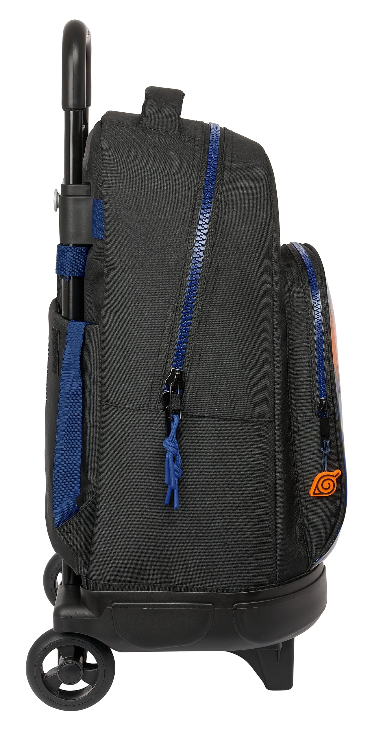 Safta Naruto Ninja - Zaino grande con ruote, compatto, rimovibile, ideale per bambini di diverse età, comodo e versatile, qualità e resistenza, 33 x 22 x 45 cm, colore: nero/blu, Nero/blu, Estándar,