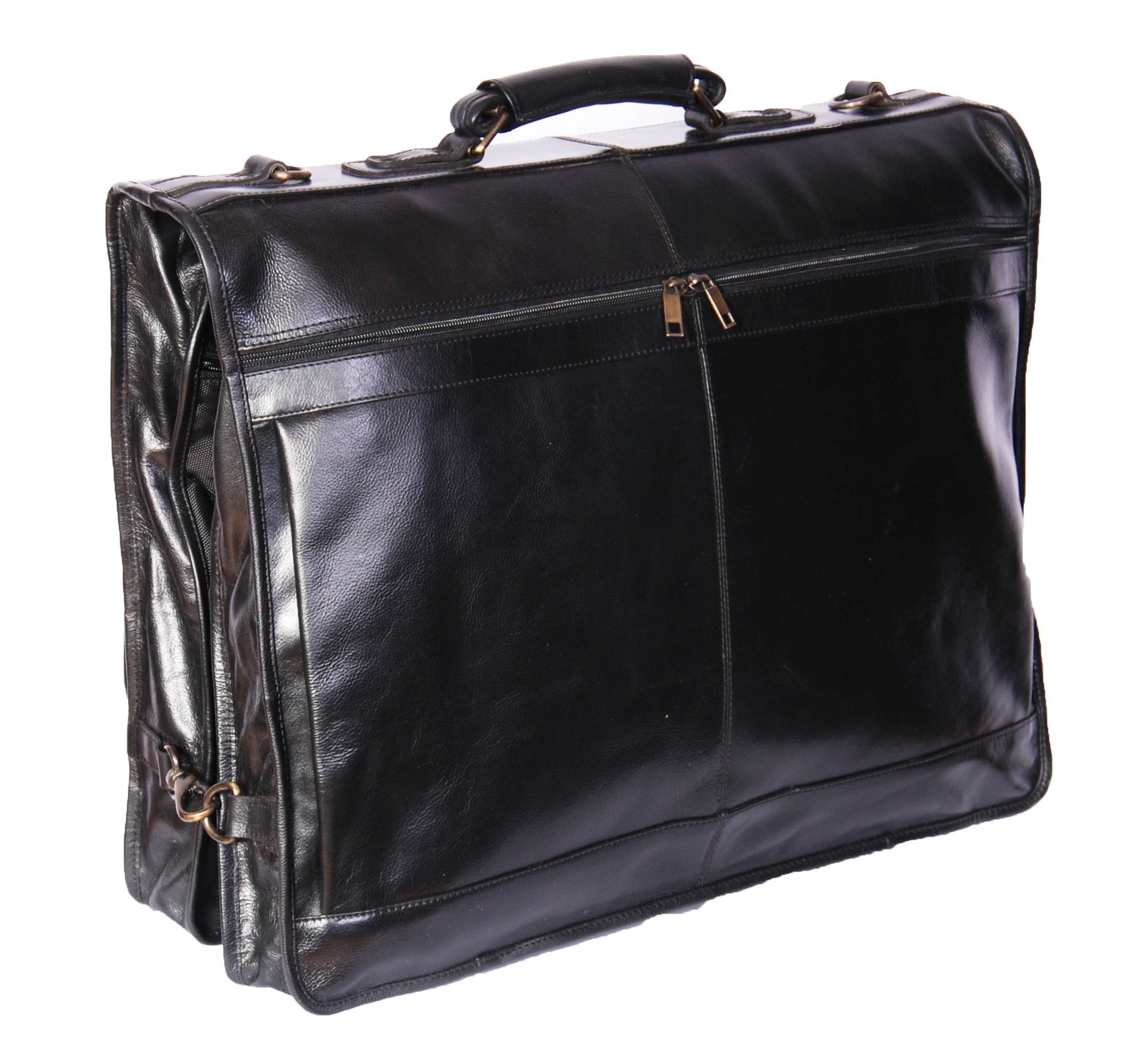 Bolsa de viaje de piel auténtica para llevar vestidos o para el fin de semana, color negro, Black, L, Clásico