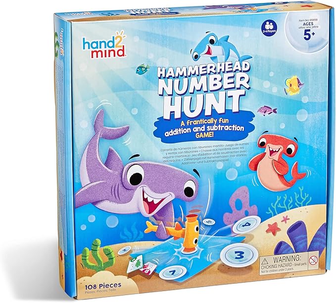 Learning Resources Hammerhead Number Hunt Game, Maths Game for Kids, Addition and Subtraction