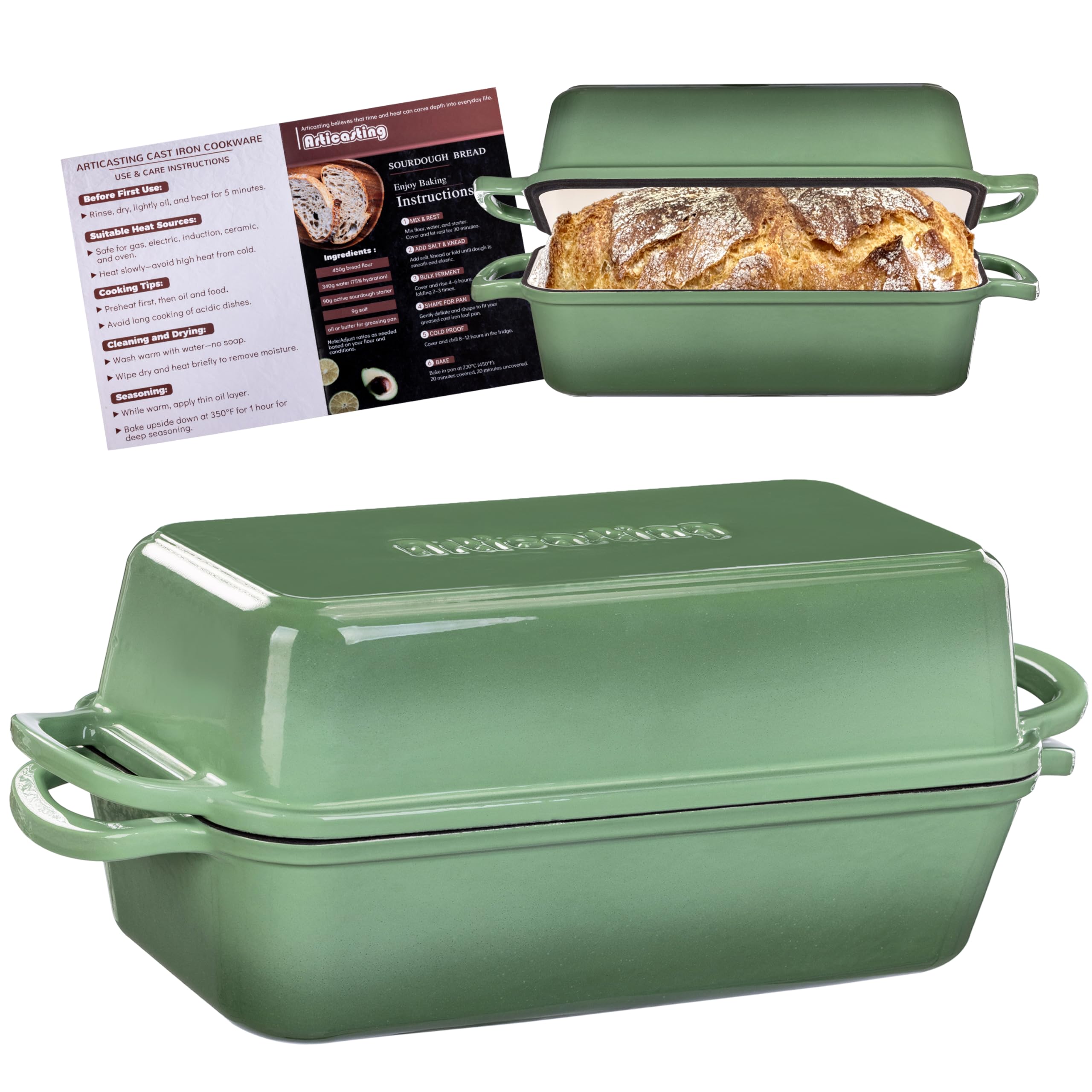 Articasting 11x5 Inch Cast Iron Loaf Pan With Lid
