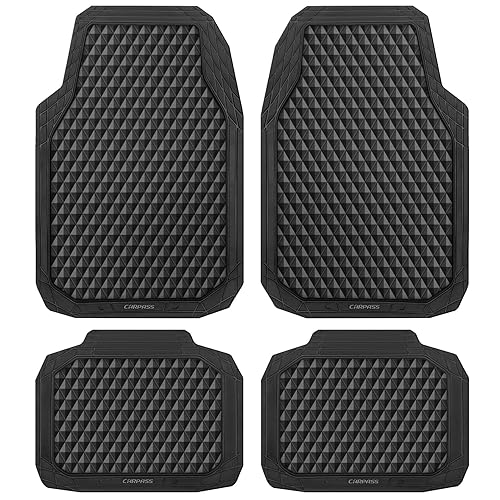 CAR PASS Black Rubber Car Mats, All-Weather Floor Mats Full