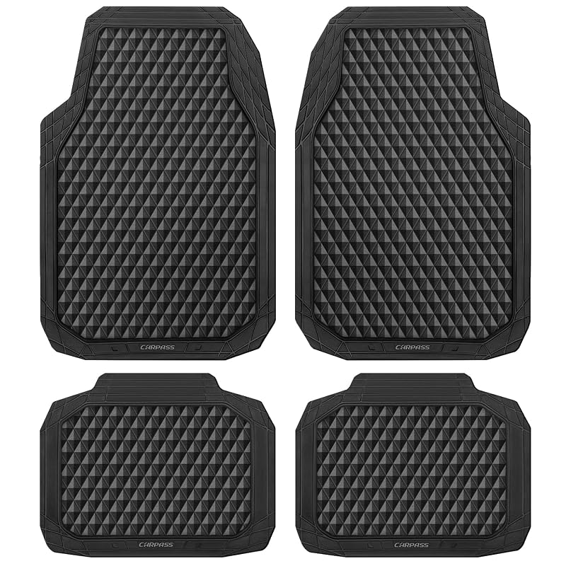 Tapetes automotivos de borracha CAR PASS pretos, ajustáveis e impermeáveis, conjunto com 4 peças