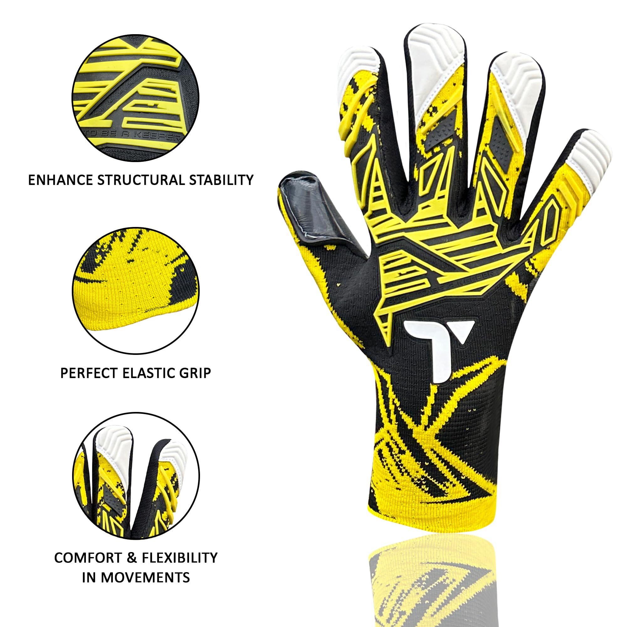 TIGEAR Apex Goalkeeper Gloves (Yellow, 8), 8 UK - Image 4