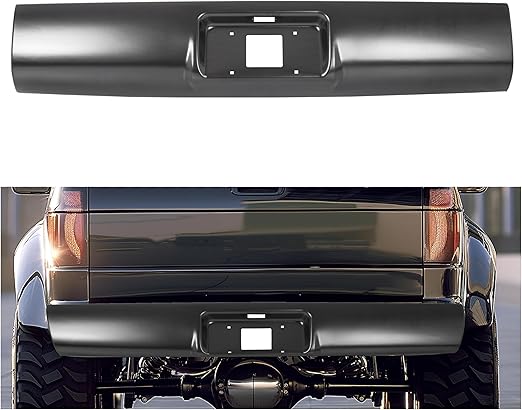 ECOTRIC Rear Roll Pan Bumper License Plate Compatible with 1994-2003 Chevy Chevrolet S10 GMC S15 Sonoma Pickup Fleetside Steel