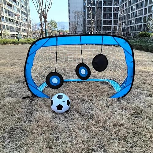 Miniatura 5 de Porterías de fútbol para patio trasero, red de fútbol portátil desplegable con bolsa de transporte y 4 modos de portería, equipo de entrenamiento de