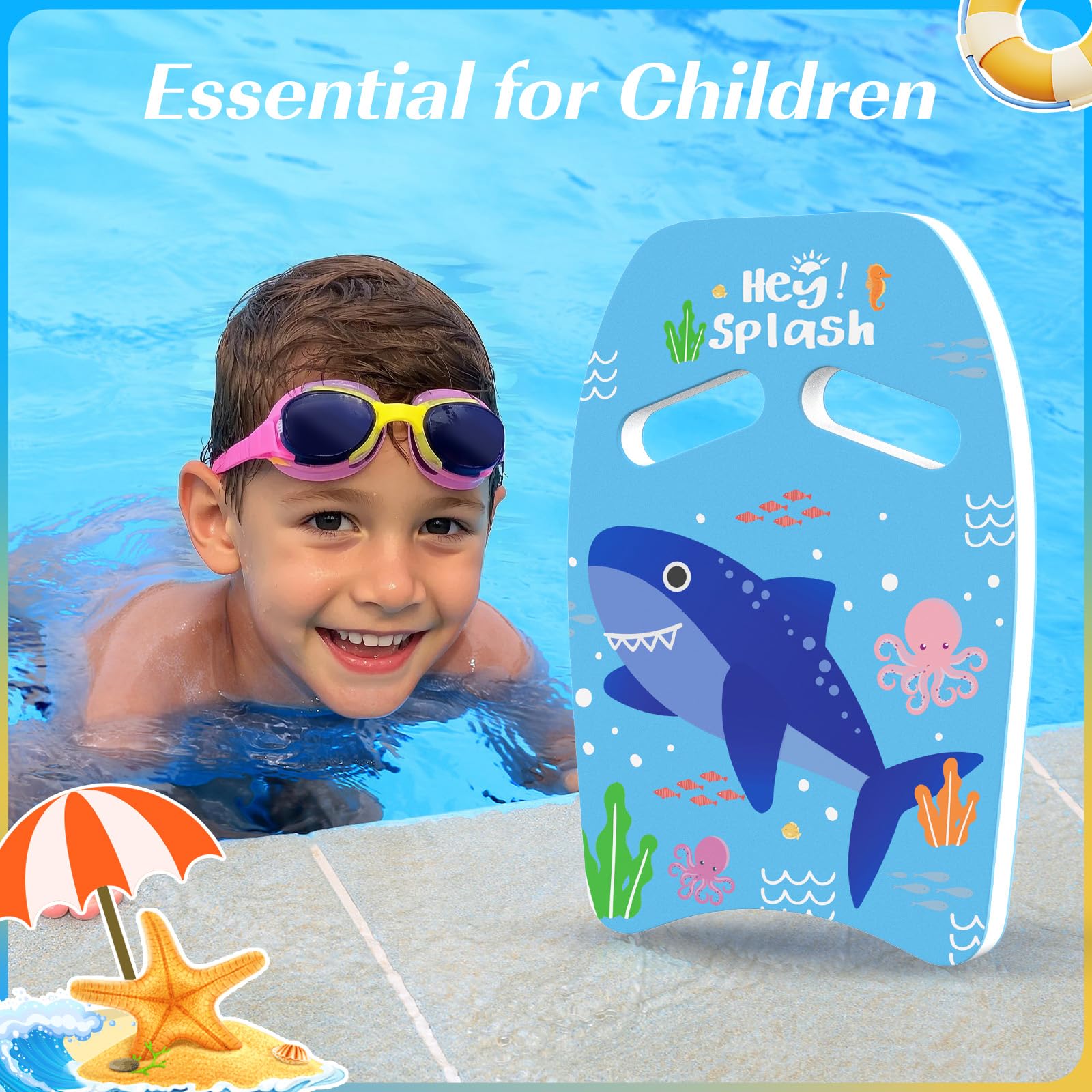 HeySplash Tabla de Natación para Niños, Flotador Ligero Seguro Ayuda de Entrenamiento Fuerza de Piernas con Patrón Lindo Equipo Auxiliar de Ejercicio en Piscina para Principiantes
