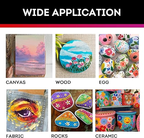Miniatura 6 de ABEIER Juego de pintura acrílica, 24 colores (2.0 fl oz2 onzas) con 12 pinceles de pintura, no tóxico, impermeable, fuerte cobertura para niños,