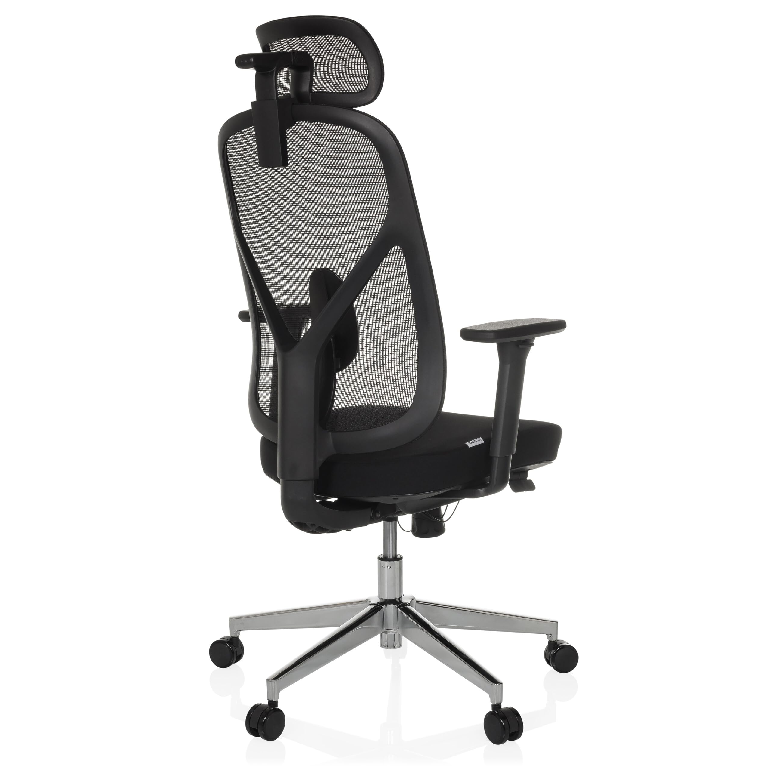 hjh OFFICE Bürostuhl ergonomisch RALOO PRO Netz Drehstuhl mit Verstellbarer Kopf- und Lordosenstütze, Sitztiefenverstellung, Schwarz