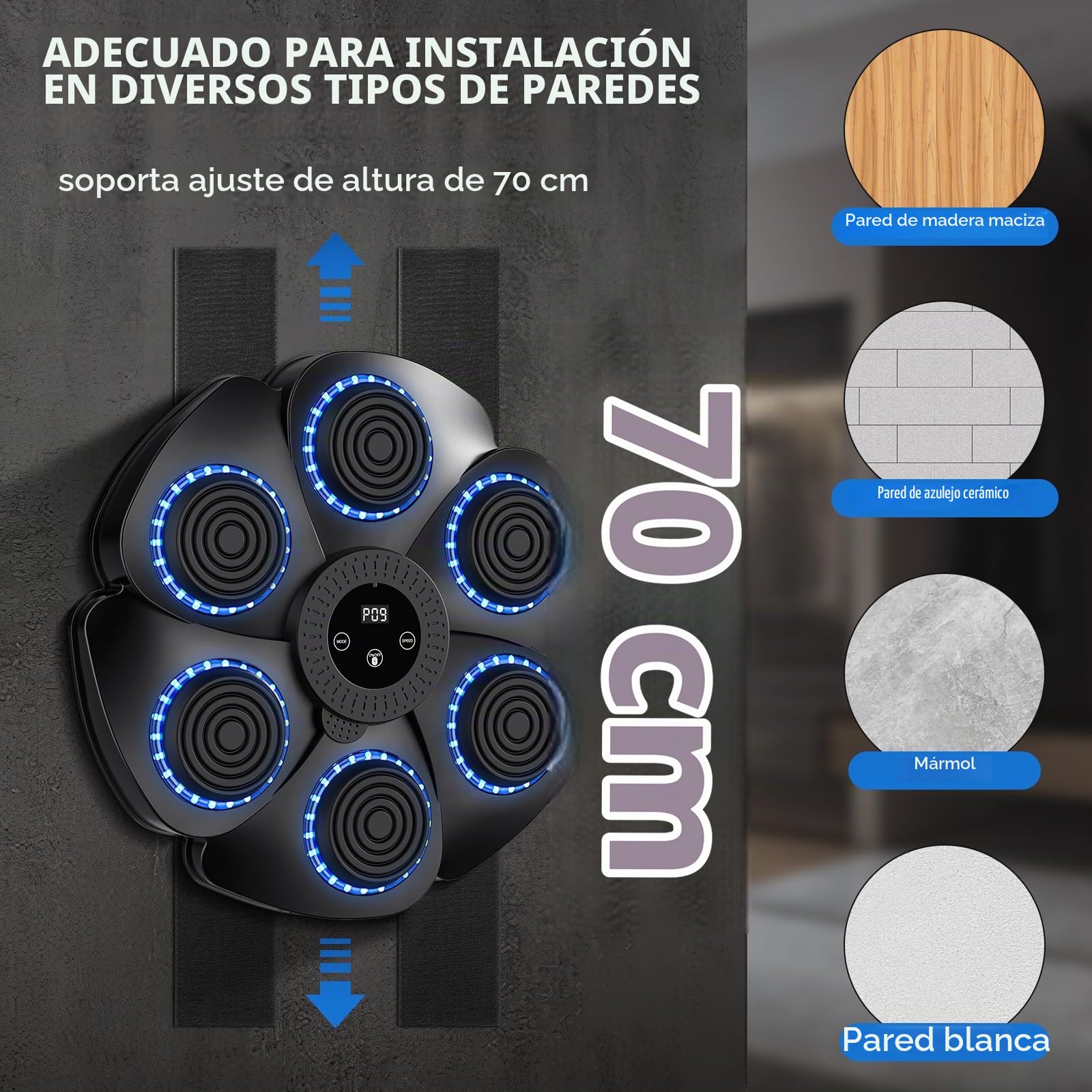 Máquina de Boxeo Musical Bluetooth, Boxeo Pared en Casa