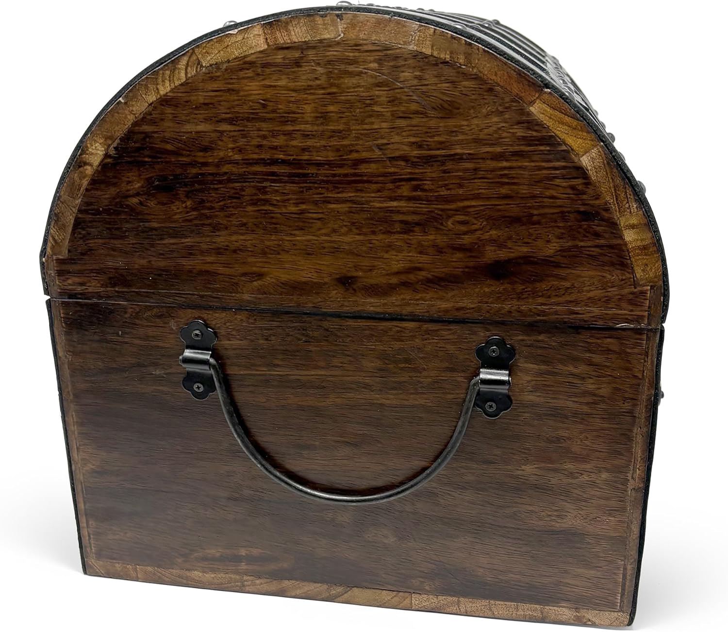 Nautical Cove Handmade Wooden Treasure Chest Storage Box – Deluxe Design with Real Leather Accents, Working Iron Lock & Skeleton Keys, Decorative Keepsake Chest (X-Large - 15 × 11 × 11")