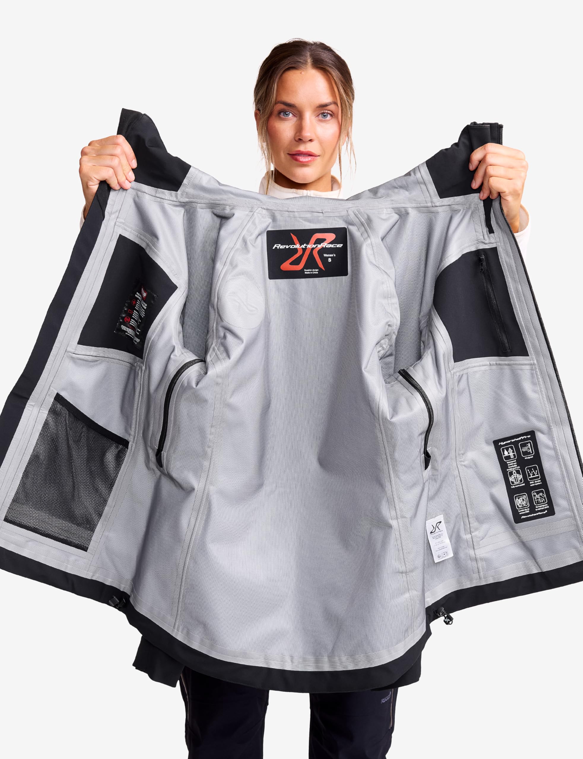 RevolutionRace Cyclone 3L Shell Jacket pour Femme, Veste Imperméable avec Réflecteurs Recco pour la Randonnée