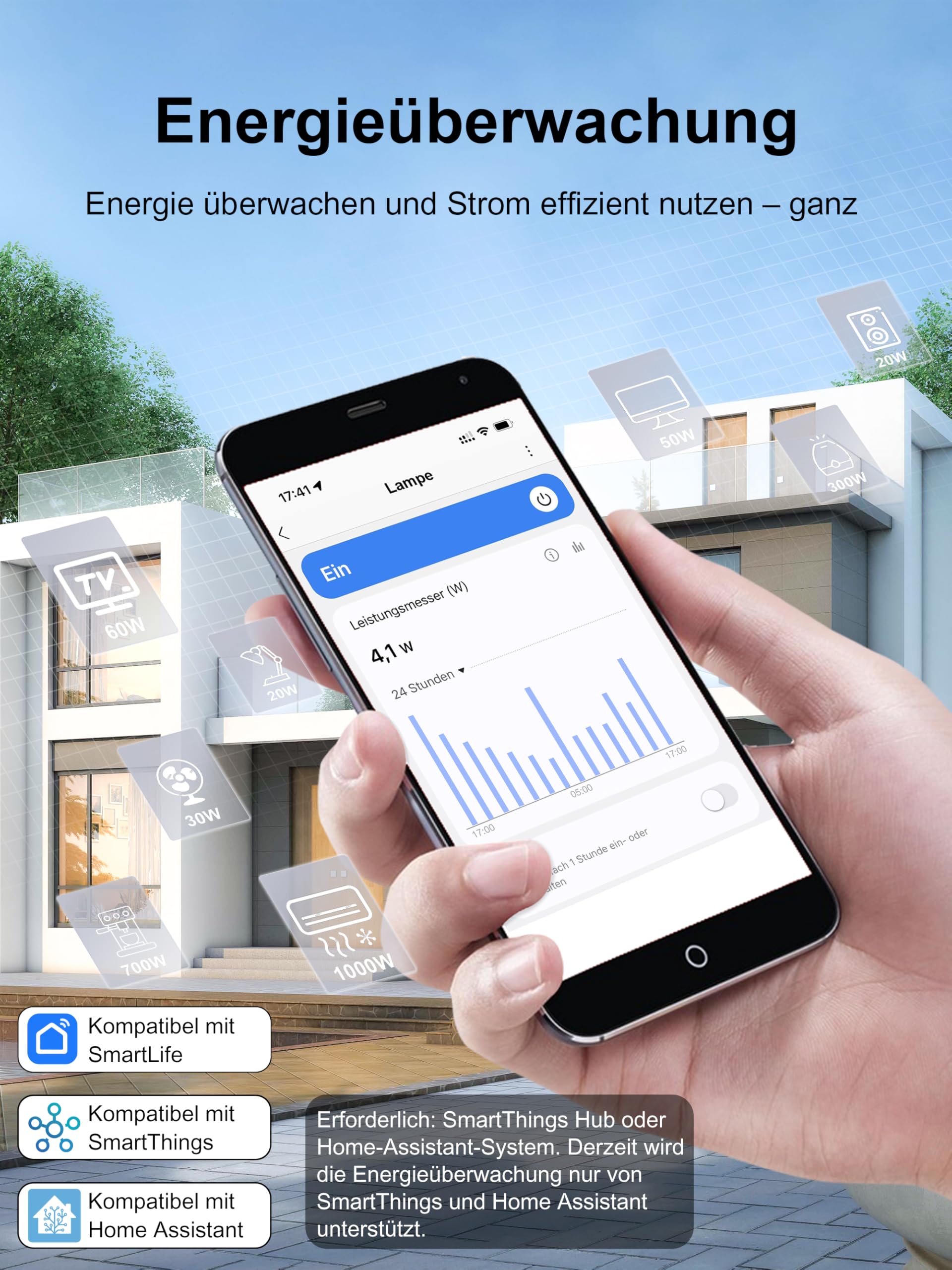 EIGHTREE Zigbee Steckdose mit Stromverbrauchsmessung, 16A, Sprachsteuerung, Zeitplan & Timer, 𝗭𝗶𝗴𝗯𝗲𝗲 𝗛𝘂𝗯 erforderlich, Zigbee Smart Steckdose kompatibel mit Home Assistant, SmartThings, Alexa