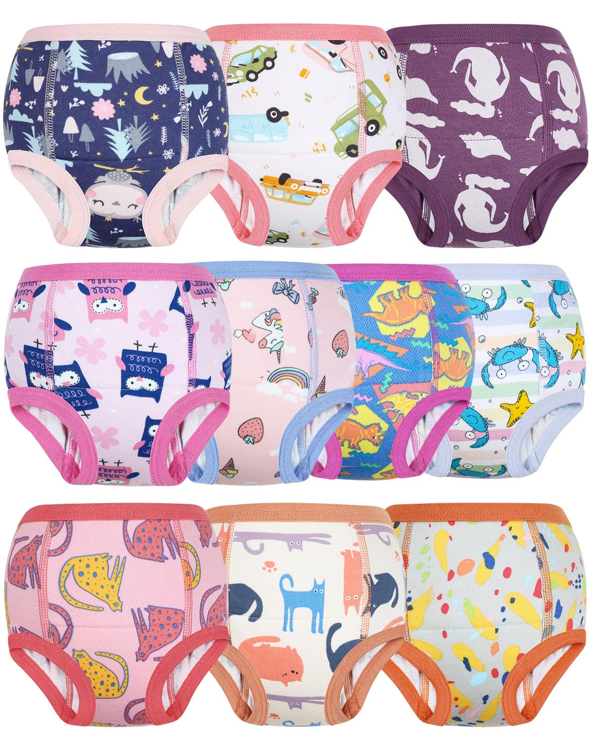 FLYISH DIRECT Baby Töpfchen Trainingshose, Packung mit 10 Kinder Töpfchentraining Unterwäsche für Jungen und Mädchen, 150/8T