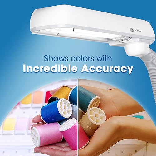 Miniatura 6 de OttLite Lámpara de pie de 18 vatios con cuello flexible, accesorio de base de rueda incluido, color blanco