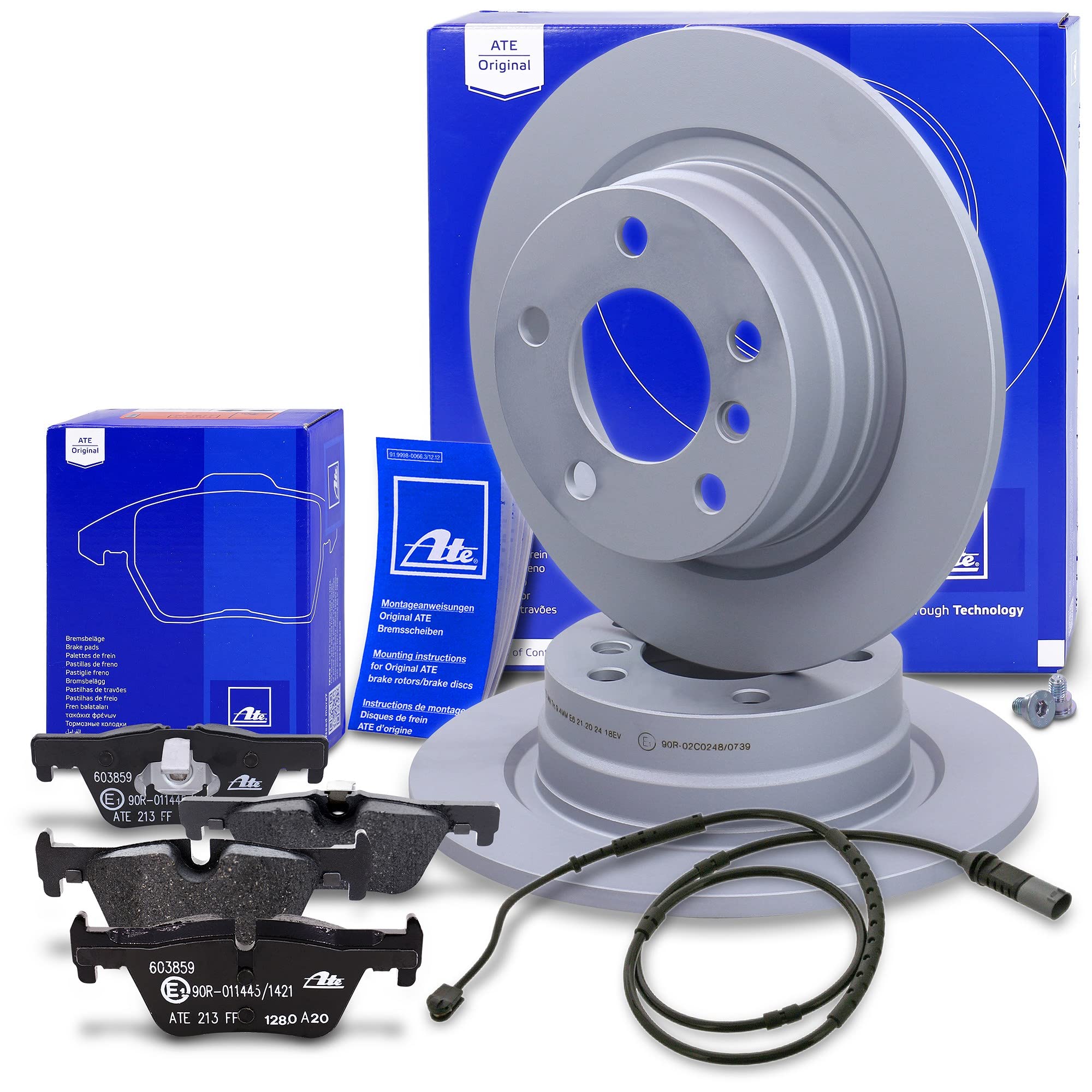 ATE Set di freni asse posteriore +dischi freno posteriori ¯ 290mm completi e pastiglie freno posteriori Compatibile con BMW Serie 1 (F20), Serie 1 (F21), Serie 2 Cabrio (F23), Serie 2 CoupŽ (F22, F87)