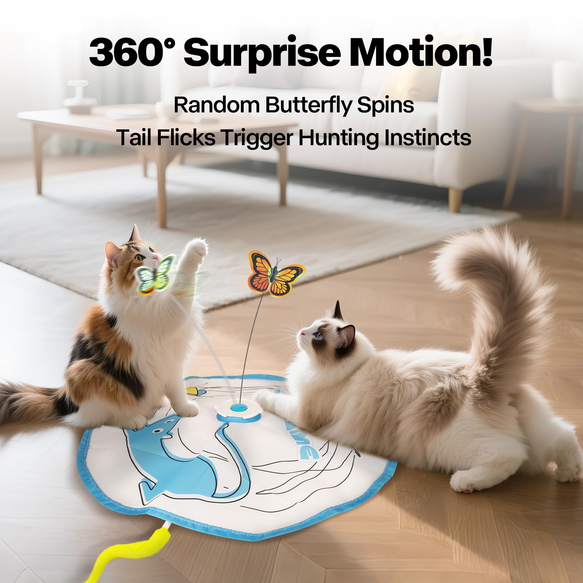 Pet Prime Rechargeable Interactive Cat Casting Toy for Indoor Play 3-in-1 Automatic Butterfly Hide and Seek Kitten Wand Toy - Image 3
