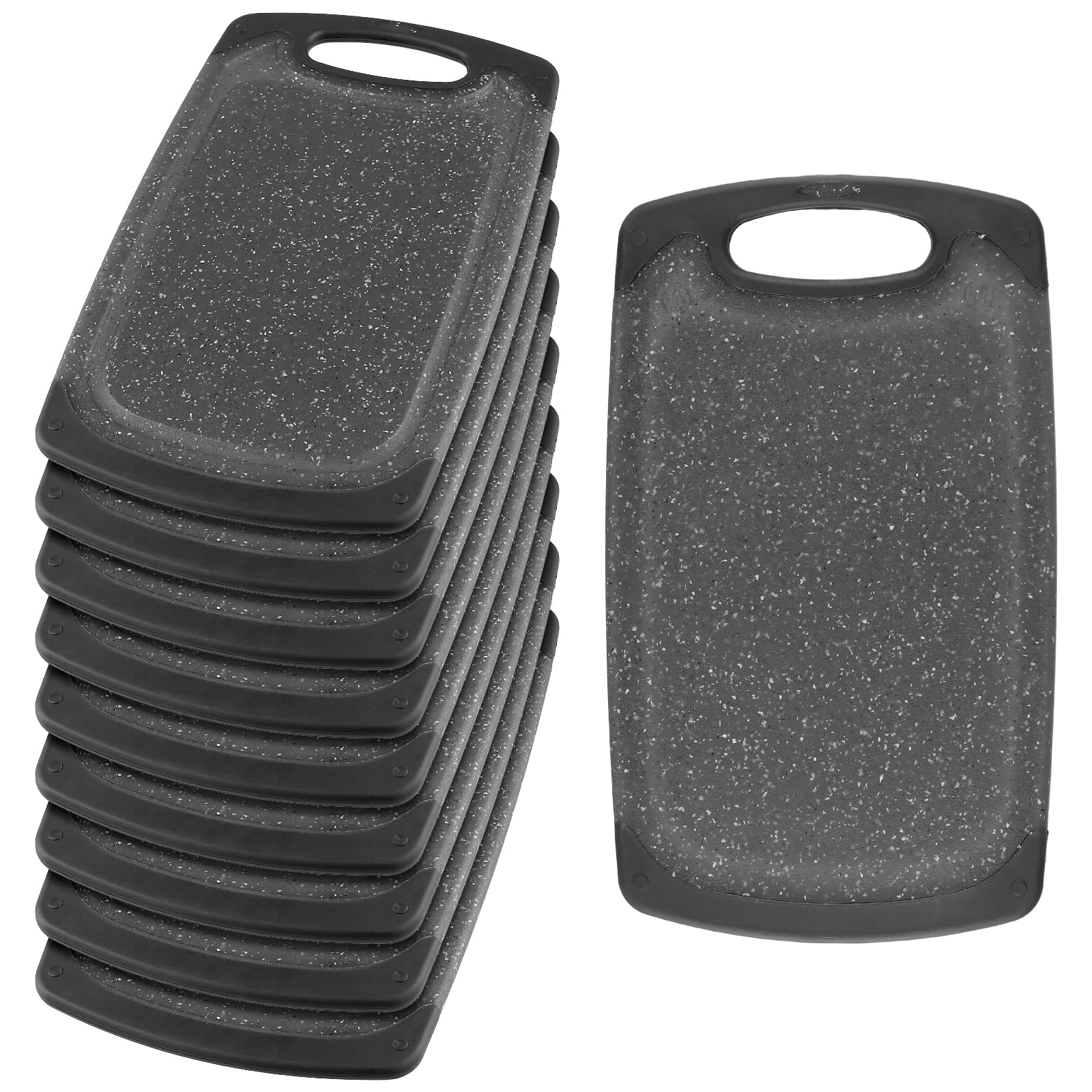 SINJEUN 10er Set 25 x 14,8cm Schwarz Frühstücksbrettchen Kunststoff, Schneidebrett Klein, Spülmaschinenfest Schneidebretter für Küche, Haushalt