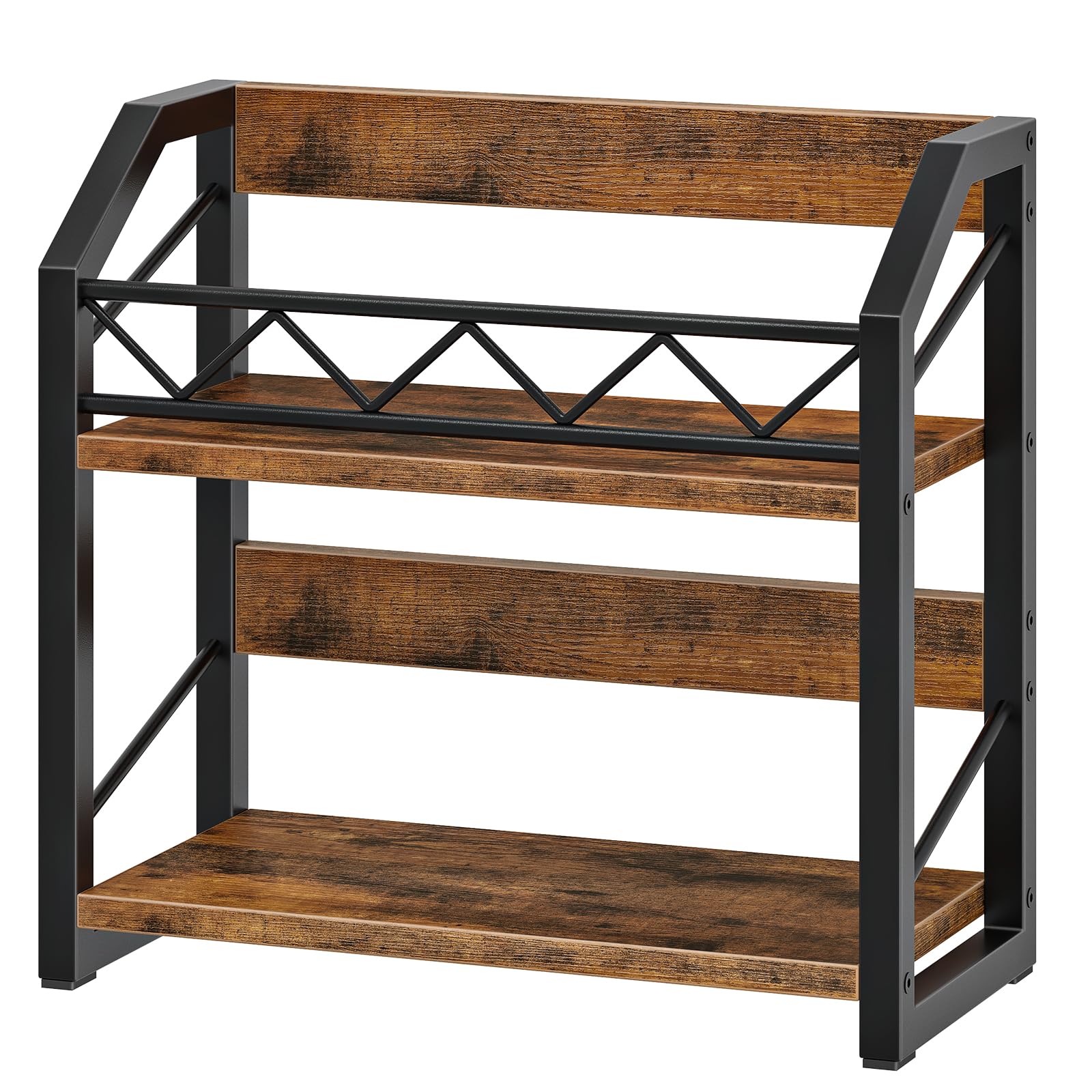 HOOBRO 2-Tier CD Storage, CD Rack with Non-Slip Feet, Holds up to 55 DVDs, CD/DVD Holder, Space-Saving Desktop Organiser, Rustic Brown and Black EBF22CJ01 — view 9