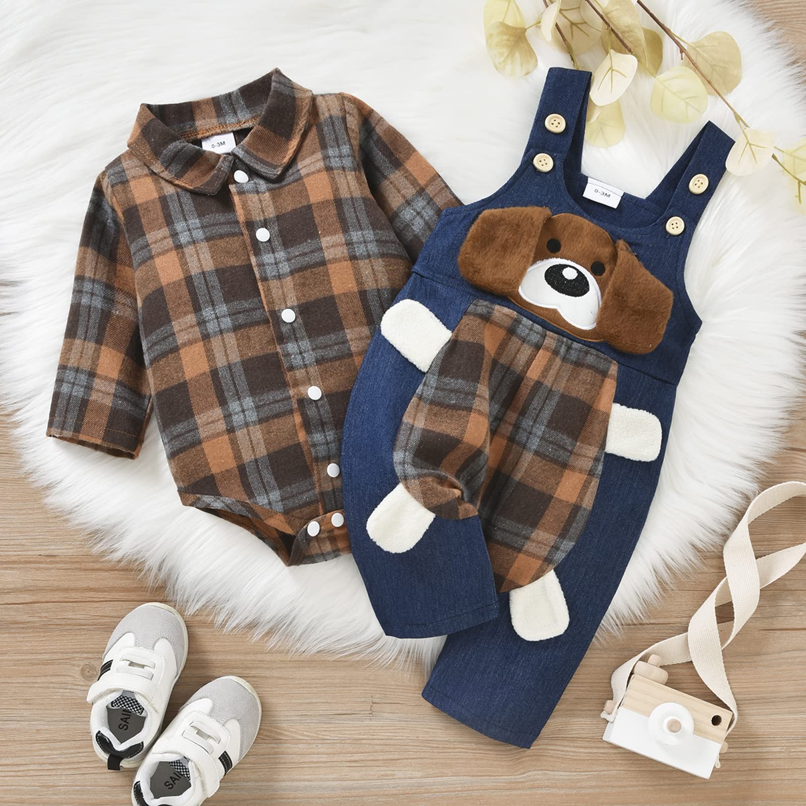 Himllauen Baby Jungen Kleidung Strampler Latzhose Set Bekleidungssets für Jungen Baby Set Neugeborene Geschenk