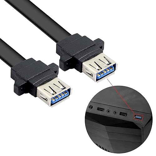 Miniatura 3 de XMSJSIY Cable de panel frontal USB 3.0, cable de placa base de 19/20 pines a conector de extensión USB hembra adaptador divisor -50cm/19.6inch