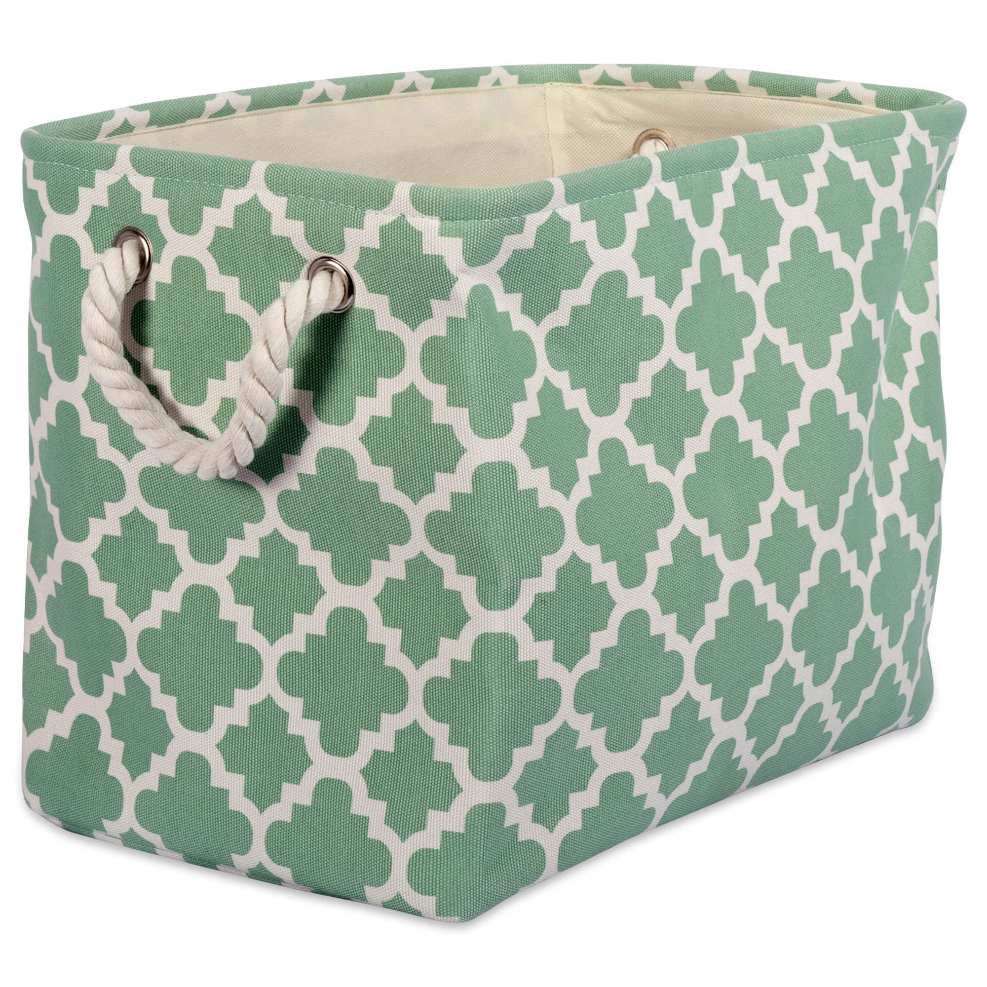 Dii Printed Polyester Storage Bin -Large Rectangle, Bright Green Lattice,Camz37867