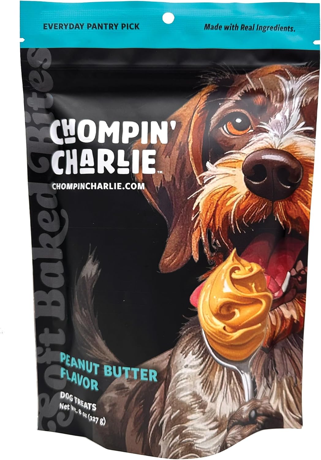 Chompin' Charlie Peanut Butter Soft-Baked Dog Treats – Soft & Chewy Training Treats for Dogs, 8 oz Resealable Bag, Made in USA