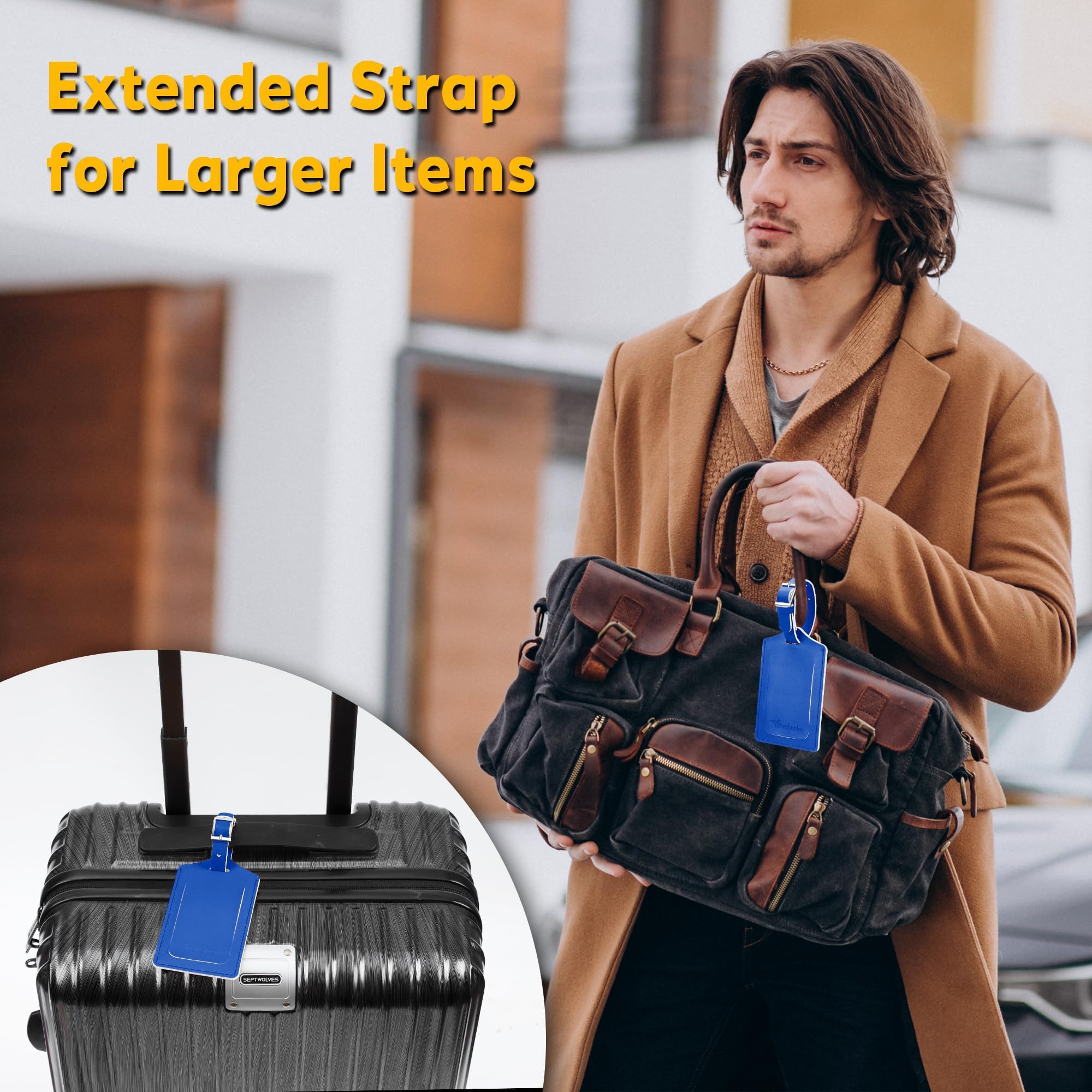 Travelambo 26 Pack Luggage Tags for Suitcases Privacy Protection Bag Tags Faux Leather Travel Accessories Essential, Fresh Blue