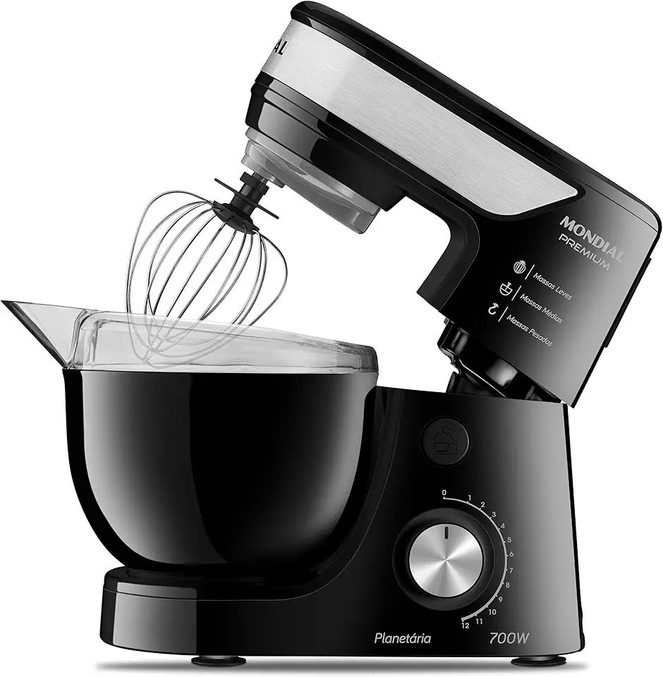 MONDIAL Batedeira Planetária, Preto/Inox, 700W, 220V - BP-01P-B