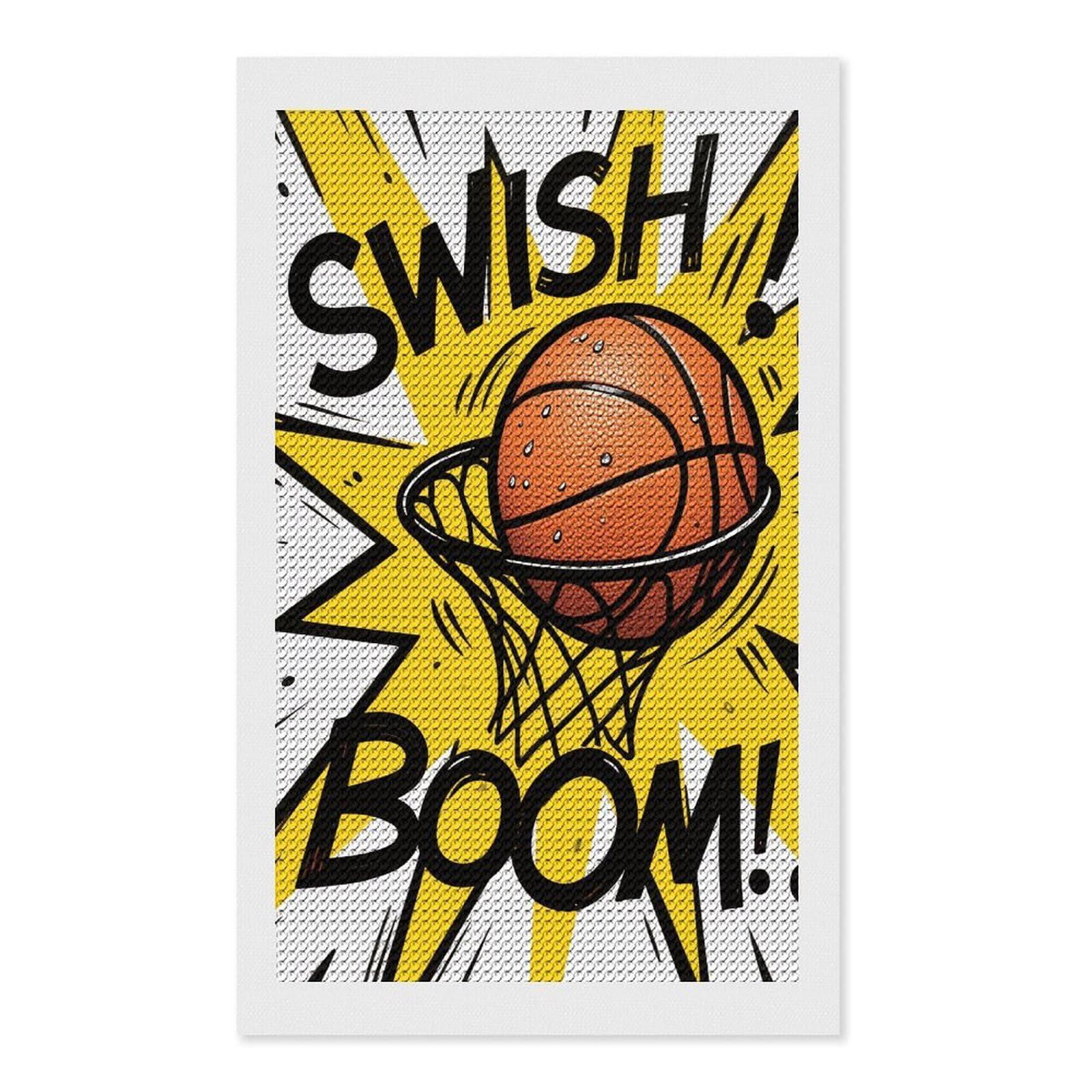 FodPand Basketball 5D Diamond Painting Kits for Adults Beginners Full Drill Round Diamond Dots Pictures Gem Art Supplies for Home Wall Room Decoration DIY Craft Set Gift 12x20