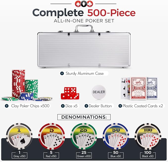 Set de Fichas de Póker Versa Games 500 piezas miniatura 4