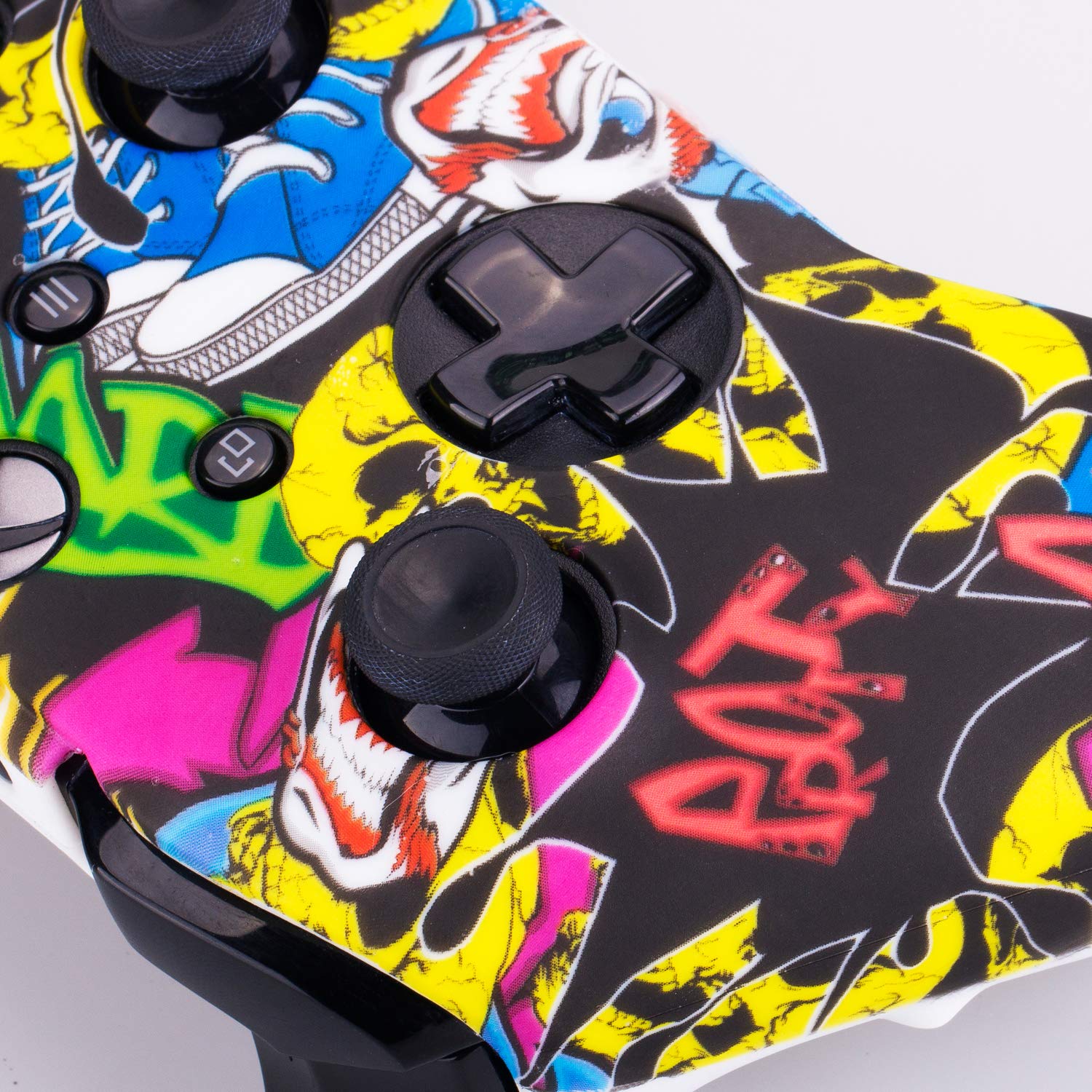 Yorha Impresión Caucho de Silicona Funda Skin Case Carcasas Piel para Xbox One S/X Mando Controller x 1 (Calavera comica) con Agarres para el Pulgar Thumb Grip Pro x 8 — view 6