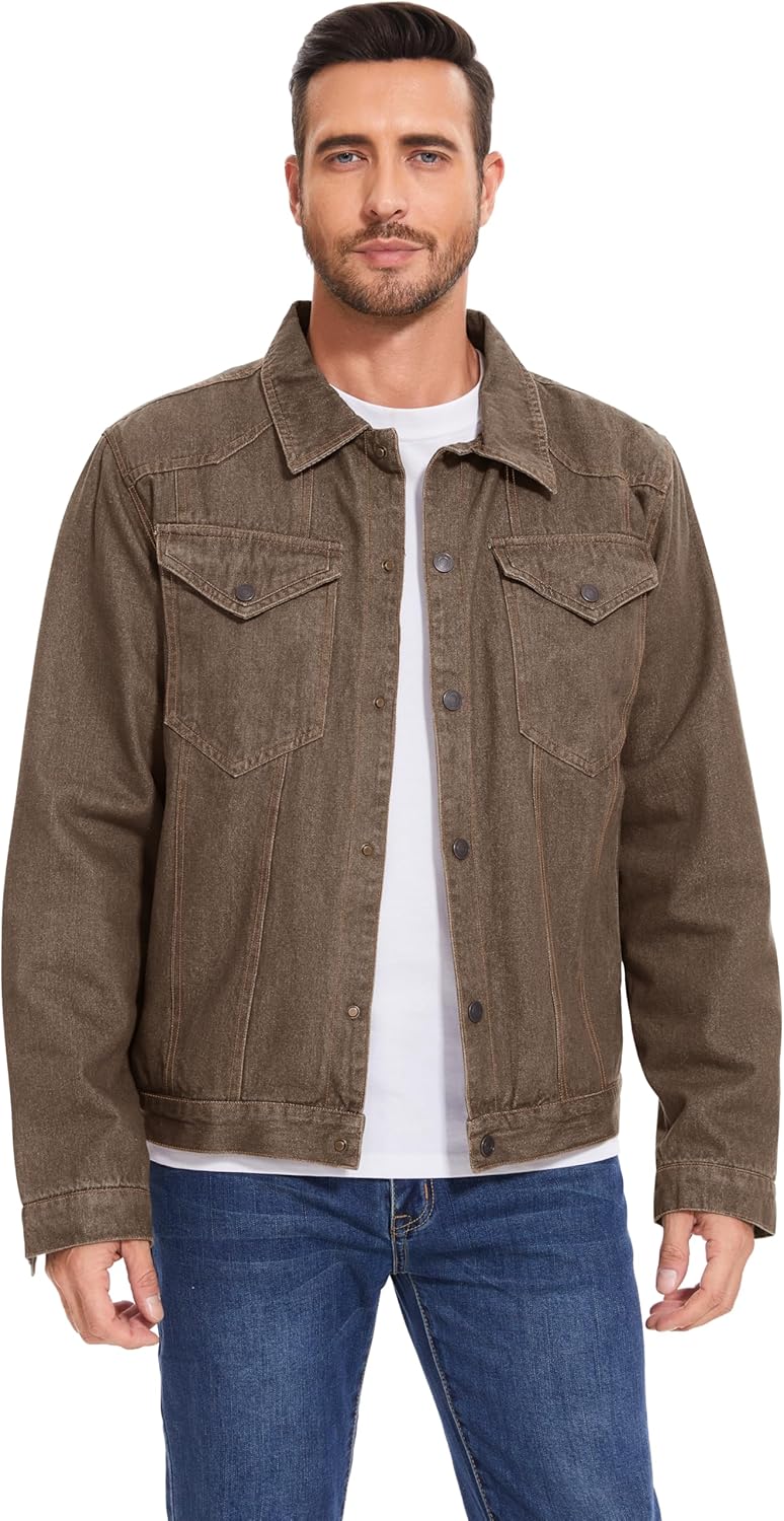 Flygo Mens Sherpa Fleece Lined Denim Jackets Winter Warm Snap Turn Down Collar Trucker Jacket Cowboy Thicken Heavy Duty Coat - Image 7
