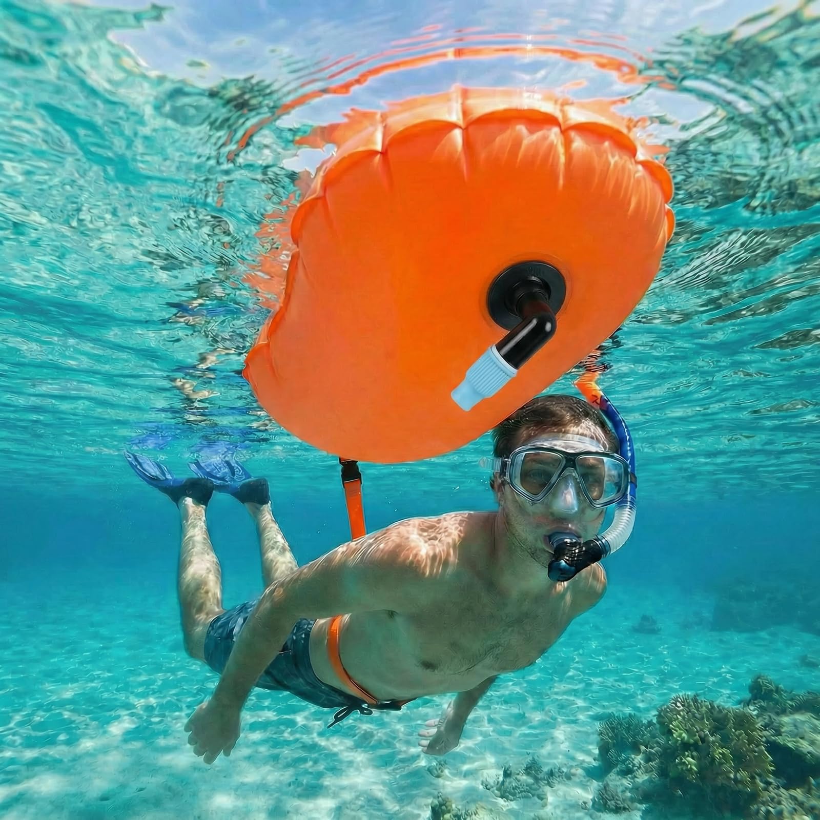 CNMTCCO Boa di nuoto per adulti di alta qualità, con luce di segnalazione per la massima sicurezza in lago e mare, per il nuoto in PVC robusto con