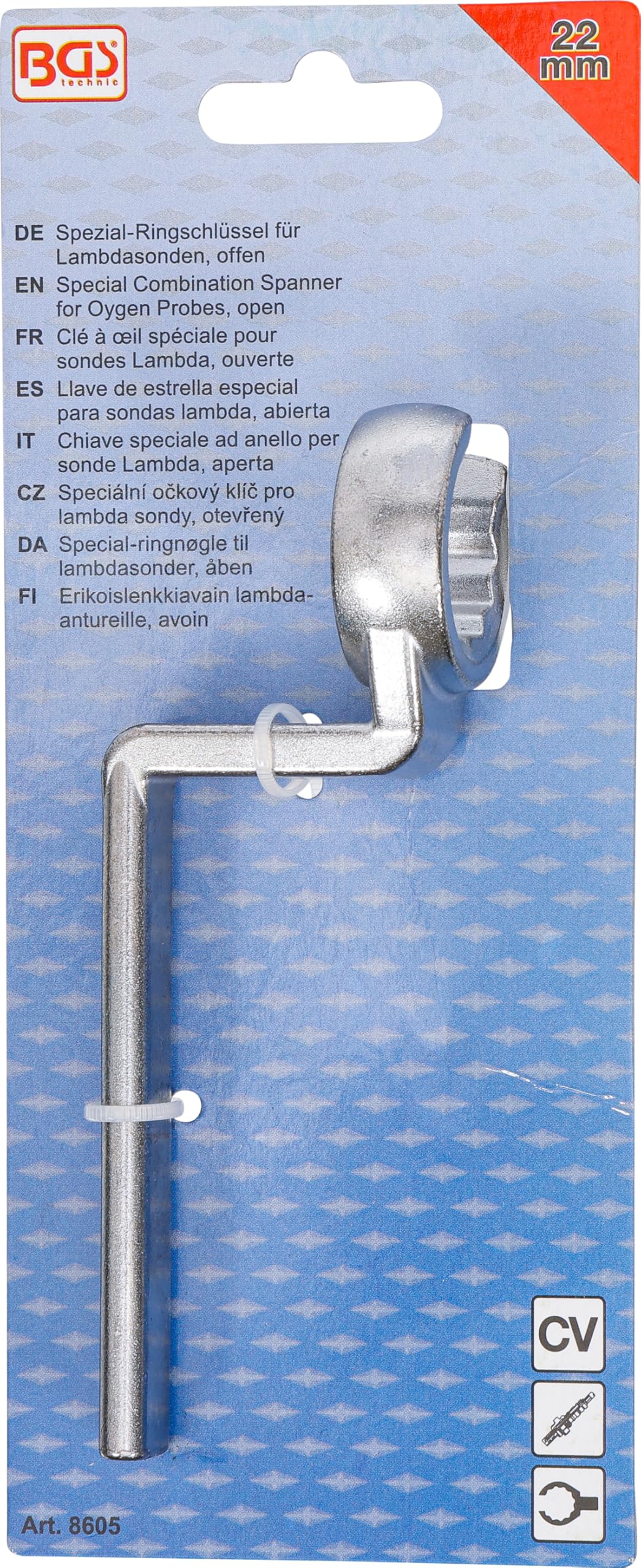 BGS 8605 | Clé à œil spéciale pour sondes Lambda, ouverte | 22 mm