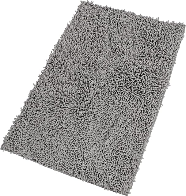 WWW Bathroom Rug Non Slip Bath Mat for Bathroom, 15.7''x23.6'' Water Absorbent Soft Microfiber Shaggy Bathroom Mat for Bathroom Thick Plush Rugs for Shower, Machine Washable,Light Grey