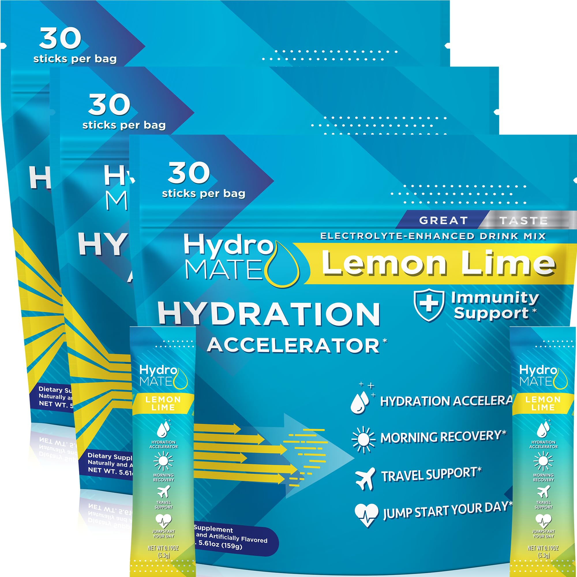 HydroMATE Electrolyte Powder Lemon Lime Hydration Packets Low Sugar 30 Count — Amazon image 13
