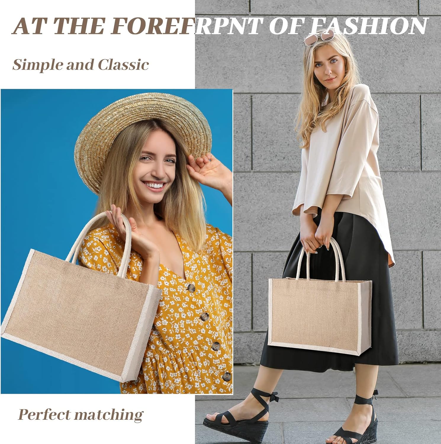 Boao 10 Pcs Small Burlap Jute Tote Bags with Handle Brides Jute Gift Totes Bulk Burlap Welcome Bags for Women Bridesmaid Wedding Bachelorette Party Favors(12.6 x 8.66 x 5.12 Inch) - Image 2