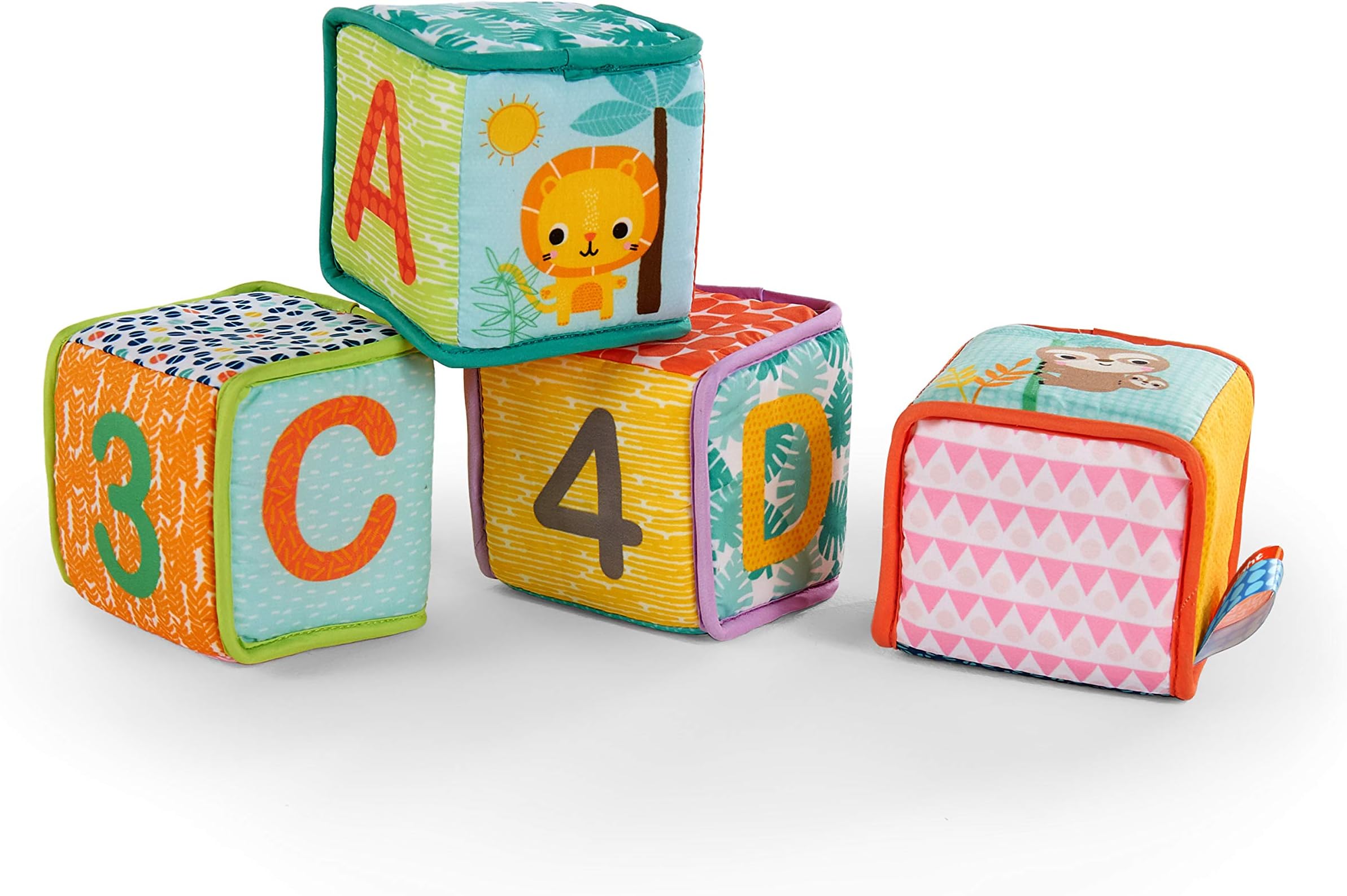 Bright Starts Grab and Stack Blocks, Black, 4 Count (Pack of 1)