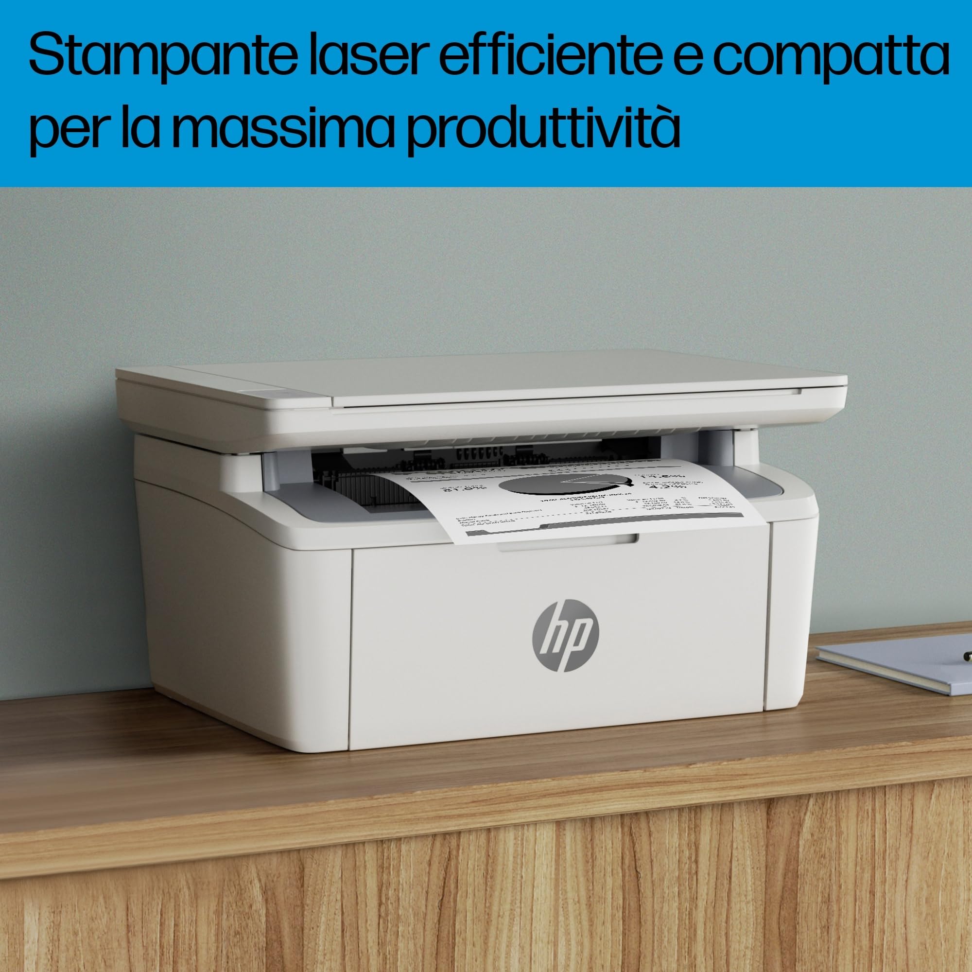 HP LaserJet M140we 7MD72E, Stampante Multifunzione Laser A4, Monocromatica, Stampa Fronte e Retro Manuale in b/n, 20 ppm, Wi-Fi, Smart, Bianca