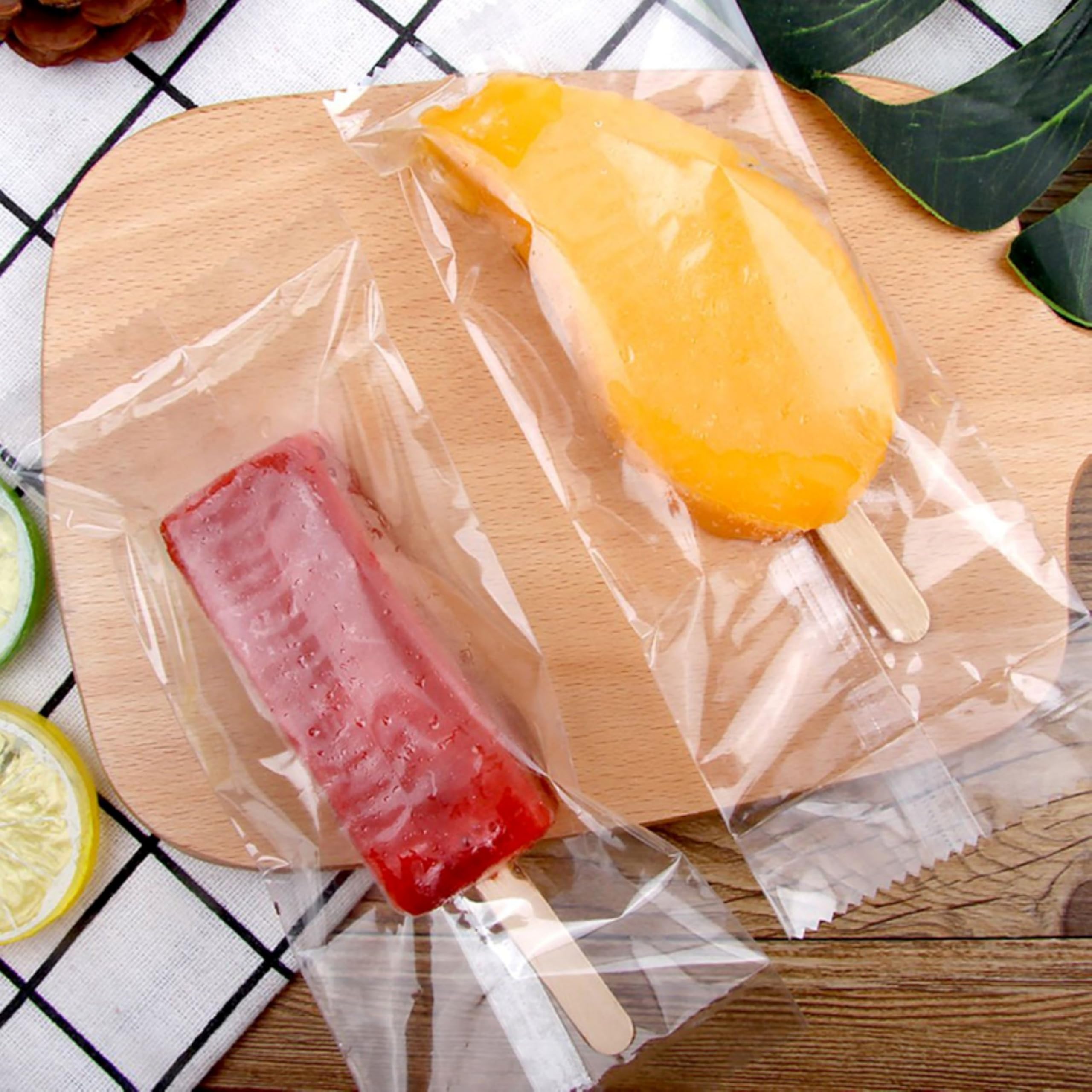 Pack de 200 bolsas transparentes para paletas de hielo de grado alimentario – térmicas, fáciles de usar y resistentes – ideales para polos, helados, caramelos y envasado caliente (12x19CM)