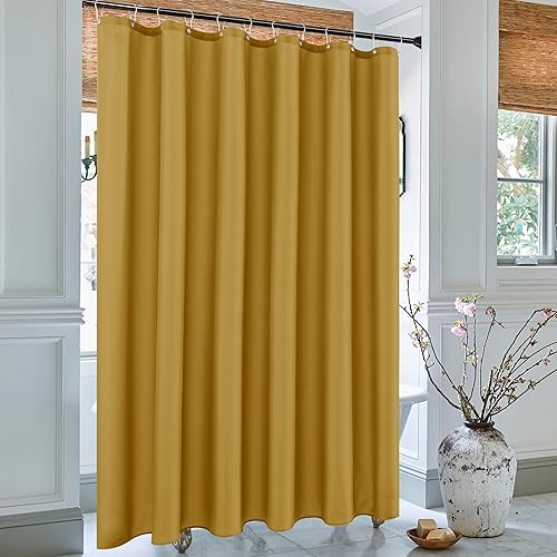 Miniatura 9 de Biscaynebay - Cortina de ducha de tela de calidad de hotel de 72 x 72 pulgadas, cortinas de baño resistentes al agua doradas, ojales resistentes a
