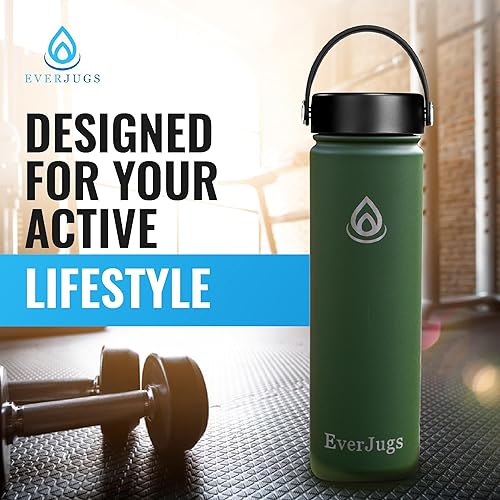 Miniatura 5 de Botella de agua de 22 onzas, boca ancha, botella de acero inoxidable de alta calidad con tapa de agarre, doble pared aislada al vacío, taza térmica,