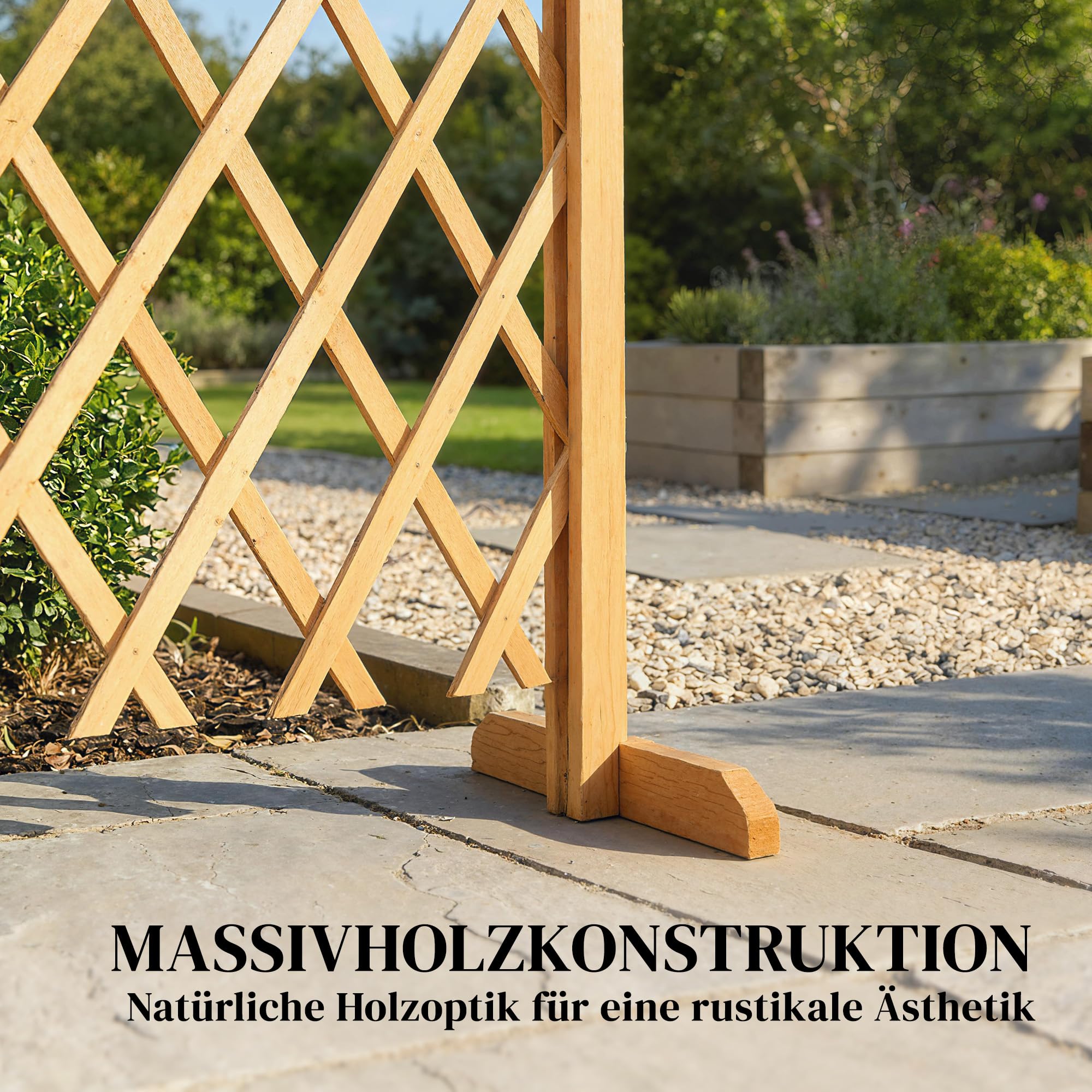 Outsunny Absperrgitter 2er-Set Ausziehbar Holz 180 x 30 x 103 cm Braun | Scherengitter, Freistehende Scherensperre mit Standfüßen, Schutzgitter für Terrasse, Garten, Balkon, Flexible Absperrung