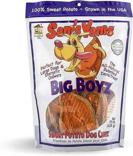 Sams Yams Golosinas de batata para perros, golosinas saludables para perros grandes – Golosinas para perros dulces hechas en Estados Unidos,