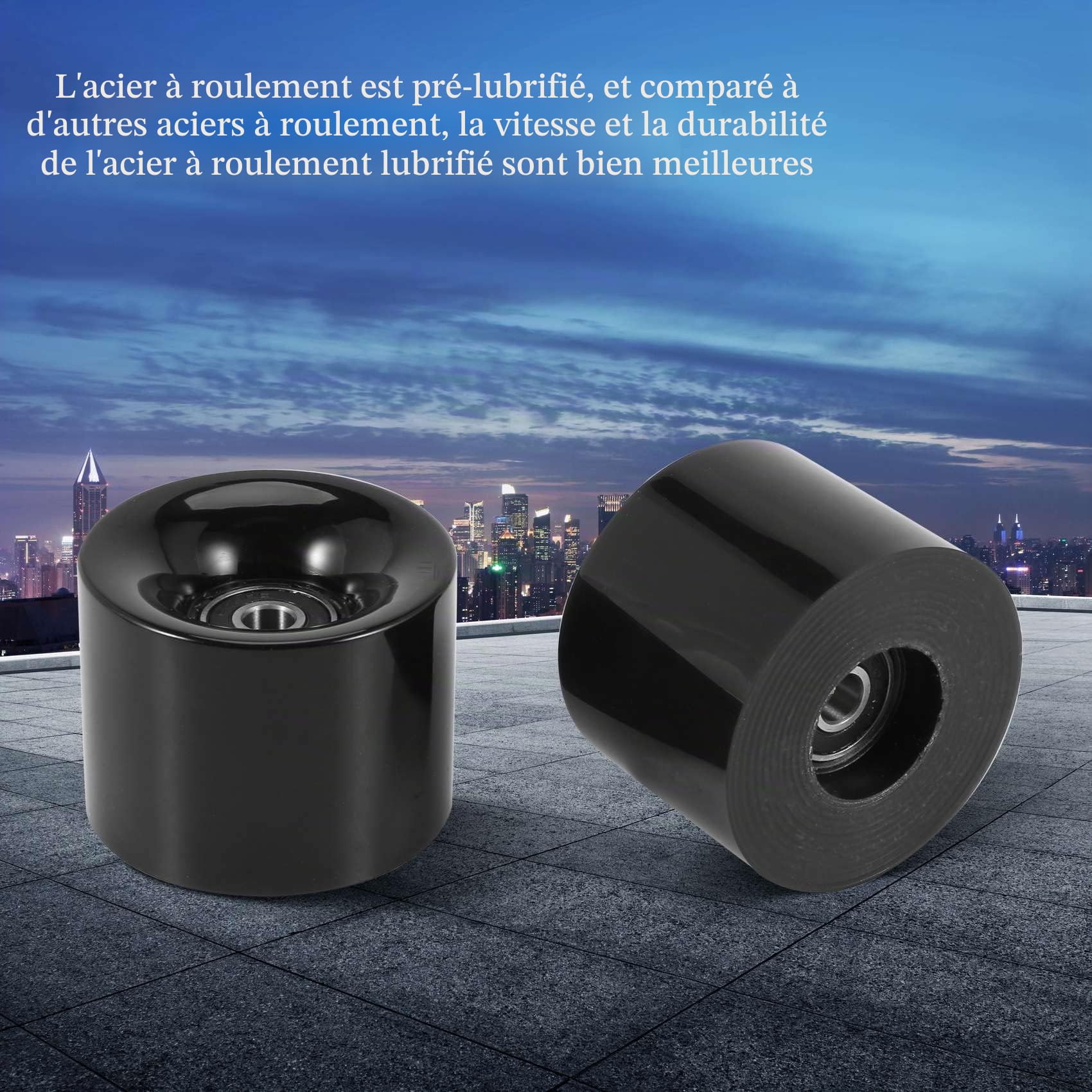 Roues de Skate 60mm ABEC-9 Bearing Steel Cruiser Pack de 4