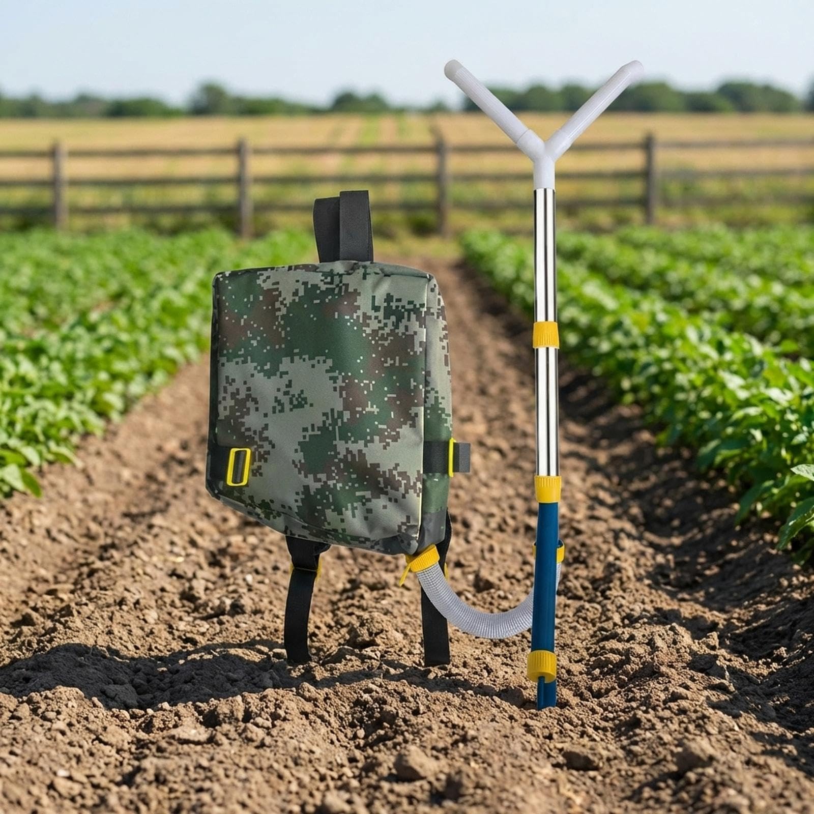 Spandiconcime Manuale Dispenser Fertilizzante Giardino Spruzzatore Zaino Agricolo Portatile Manico Ergonomico Realizzato in Tessuto Oxford E PVC, Acciaio Inossidabile