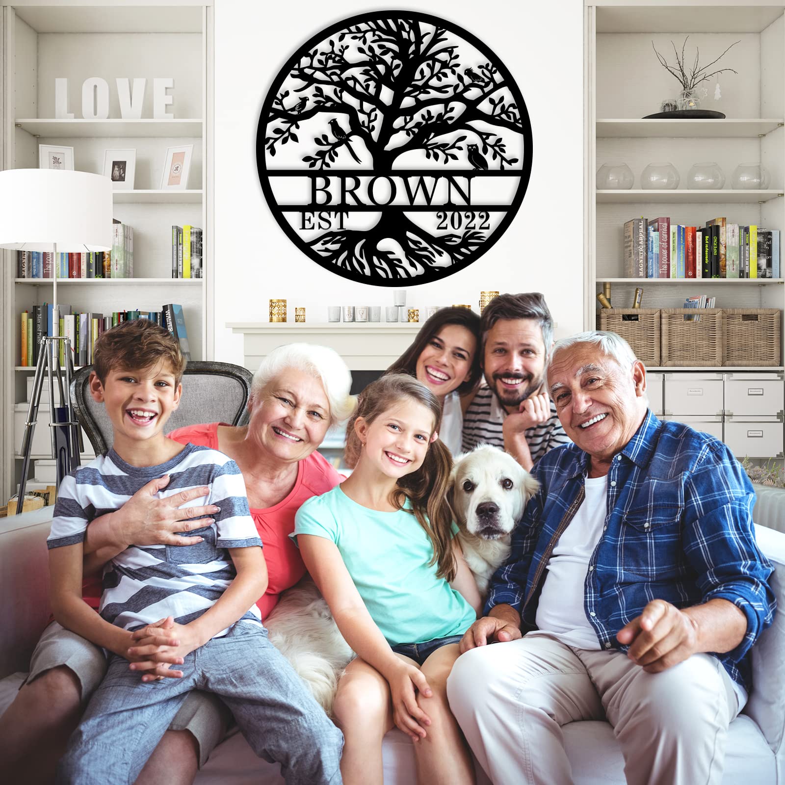 BEVUVA Personalized Tree Of Life Metal Wall Sign - Custom Number Of Kids, Family Wall Decor For Living Room Or Bedroom - View #4